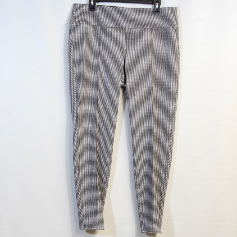 Nine West White Black & Red Houndstooth Mid Rise Stretch Knit Leggings NWT